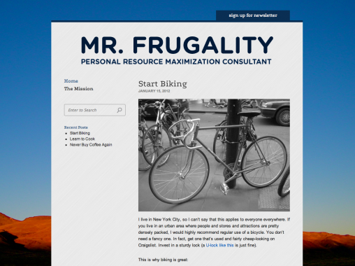 Mr. Frugality Demo blog