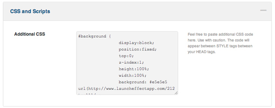 Launch Effect CSS and Script Fields Launch Effect CSS and Script Fields